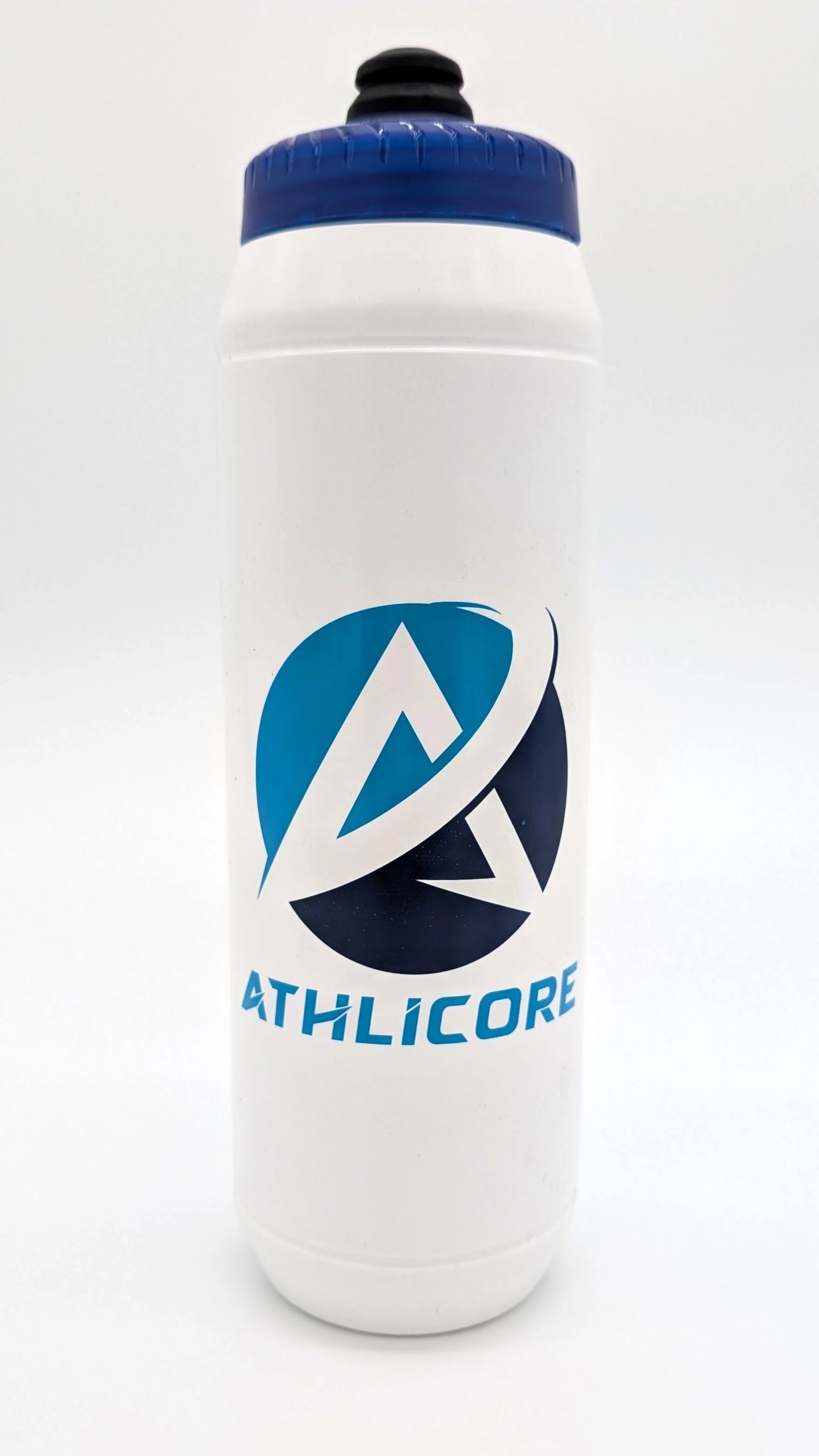 Water bottle with Athlicore Labs logo.
